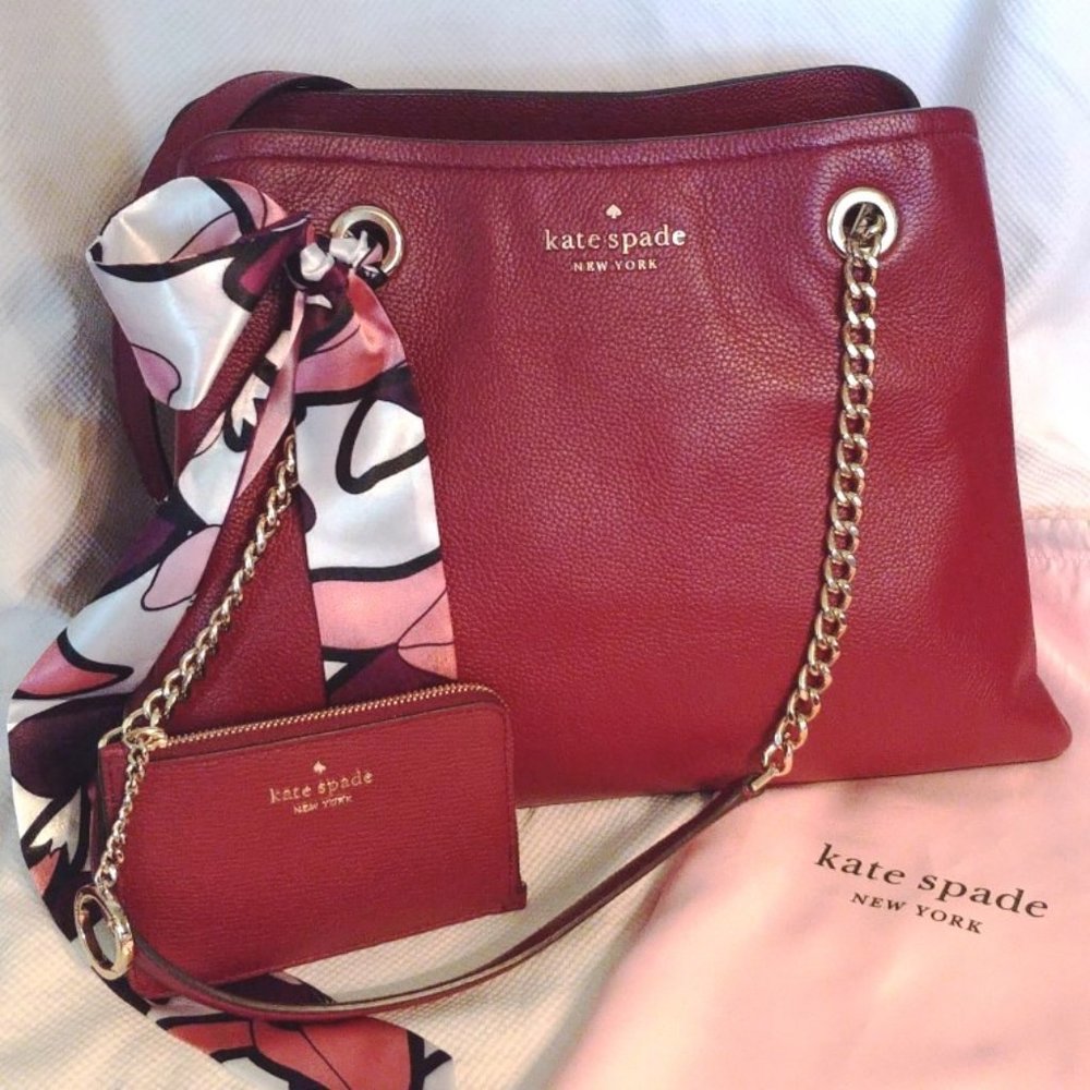 Kate Spade Double Bundle Jordyn Chain Tote w/Wallet in Blackberry Preserve